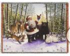 Santa in the Forest Throw Blanket (Woven/Tapestry)