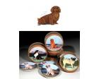 Dachshund Bisque Coasters (Longhair, Red)